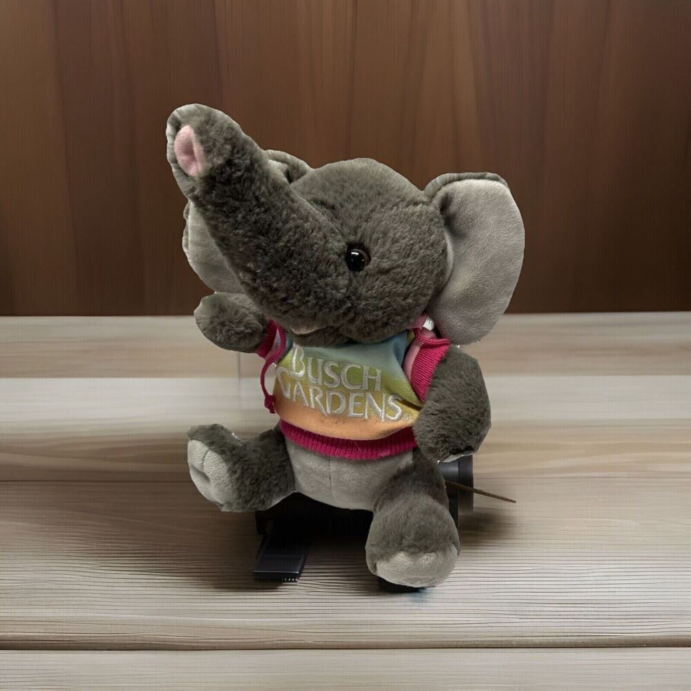 Busch Gardens Elephant Plush Stuffed Animal Toy Gray Rainbow Hoodie Safari Zoo